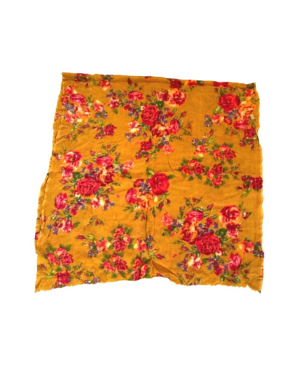 Moksha Anthropologie Women's Wrap Scarf Floral Wool Vintage Revival Shawl Orange